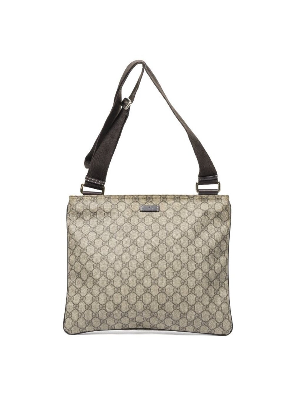 Gucci Large Square Zip Messenger Dark Brown Beige Supreme Canvas